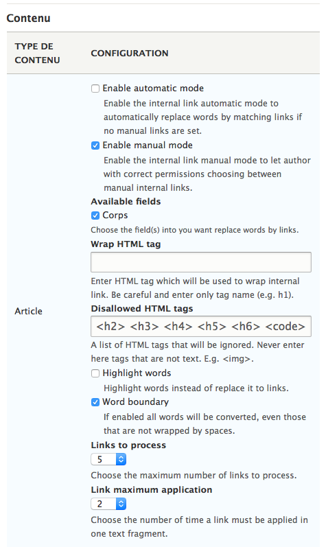 Configuration d'un bundle particulier