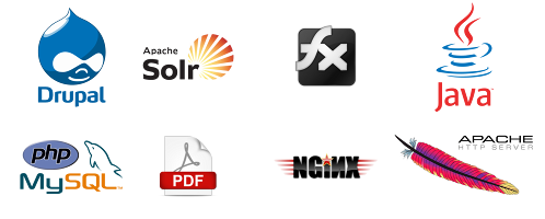 Drupal, Apache Solr, Flash, Flex, Java, PHP, MySQL, PDF, Nginx, Apache HTTP Server