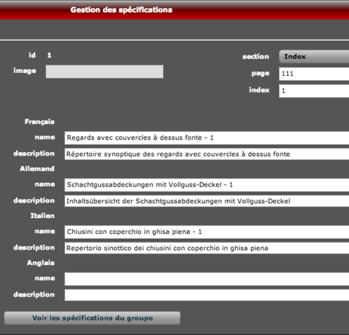 Specifications management - group