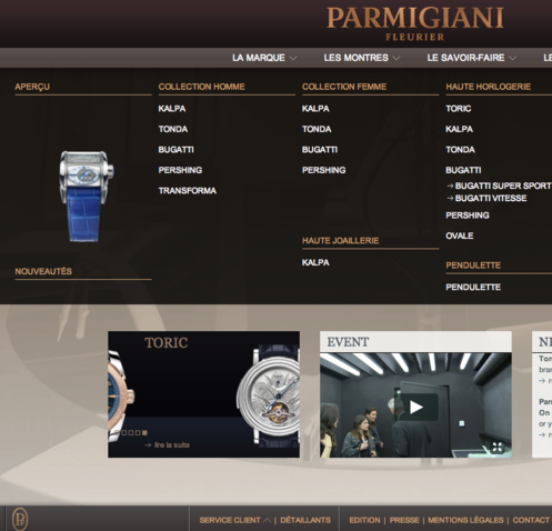 Parmigiani Fleurier - Main menu