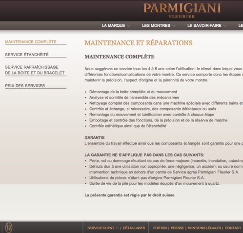 Parmigiani Fleurier customer service - Maintenance and repairs