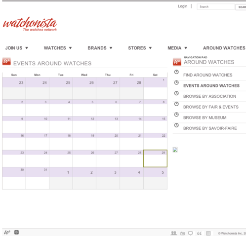 Watchonista - Events calendar