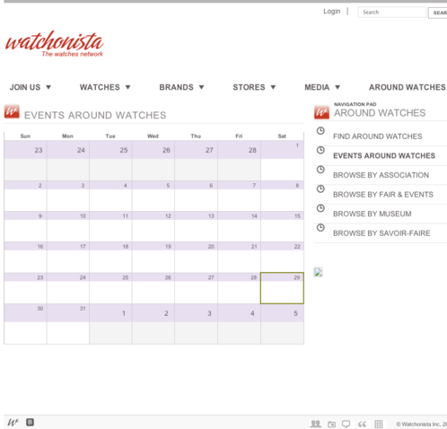 Watchonista - Calendrier des évènements