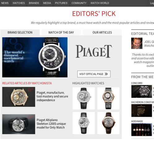 Watchonista - Homepage : Editor's pick