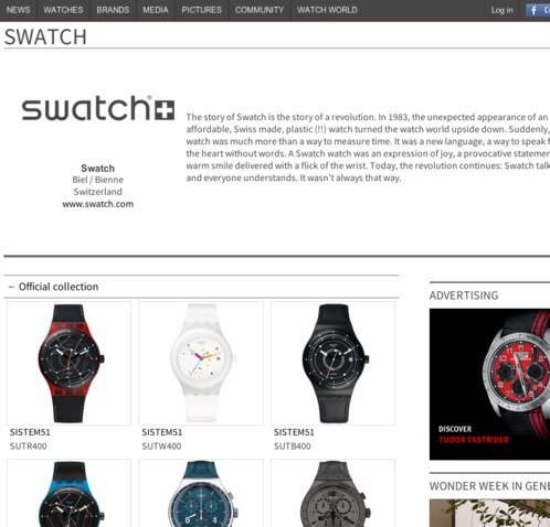 Watchonista - Marques : Accueil Swatch (non partenaire)