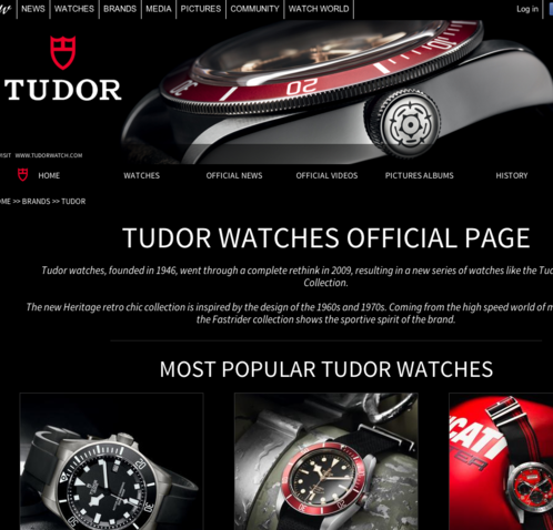 Watchonista - Brand : Tudor homepage