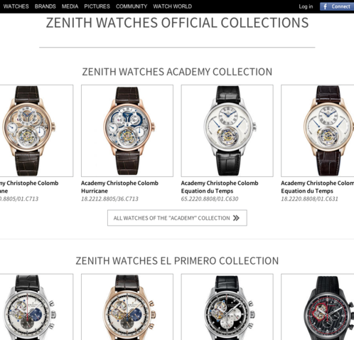 Watchonista - Brand : Zenith, the collections